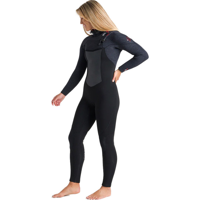 2023 C-Skins Womens ReWired 6/5mm Chest Zip Hooded Wetsuit C-RW65WH - Black / Crimson